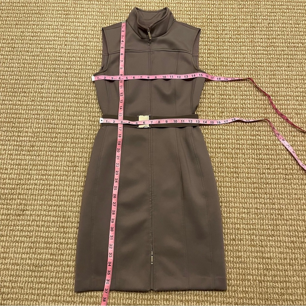 Tommy Hilfiger Scuba Front Zip Sheath Dress Tan Brown 4 - Picture 5 of 8